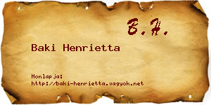 Baki Henrietta névjegykártya